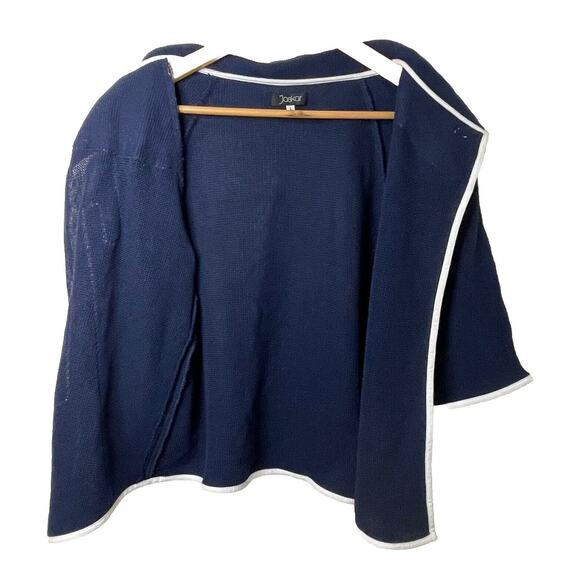 JASKAR Knit Cardigan Sweater Navy White Hand Painted Wearable Art Women S/M/L - Picture 13 of 16